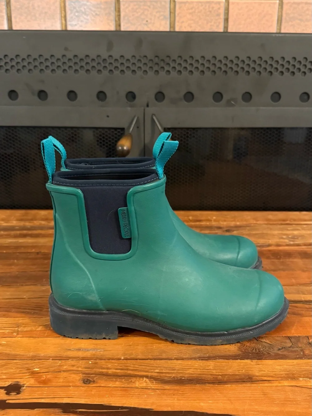 Merry People Teal Short Waterproof Rain Boots - Slip-On Winter Chelsea Style